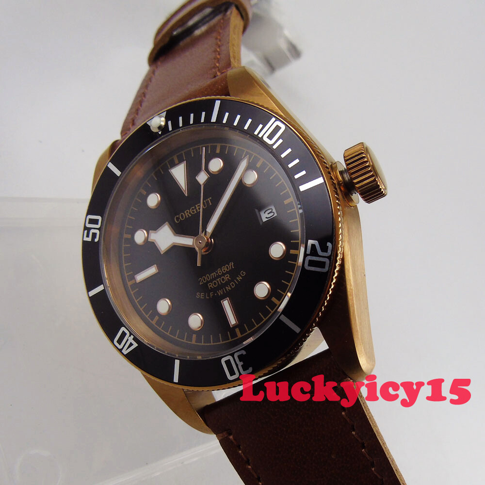 41mm Corgeut Automatic men’s watch Miyota NH35A movement Bronze coated case DATE