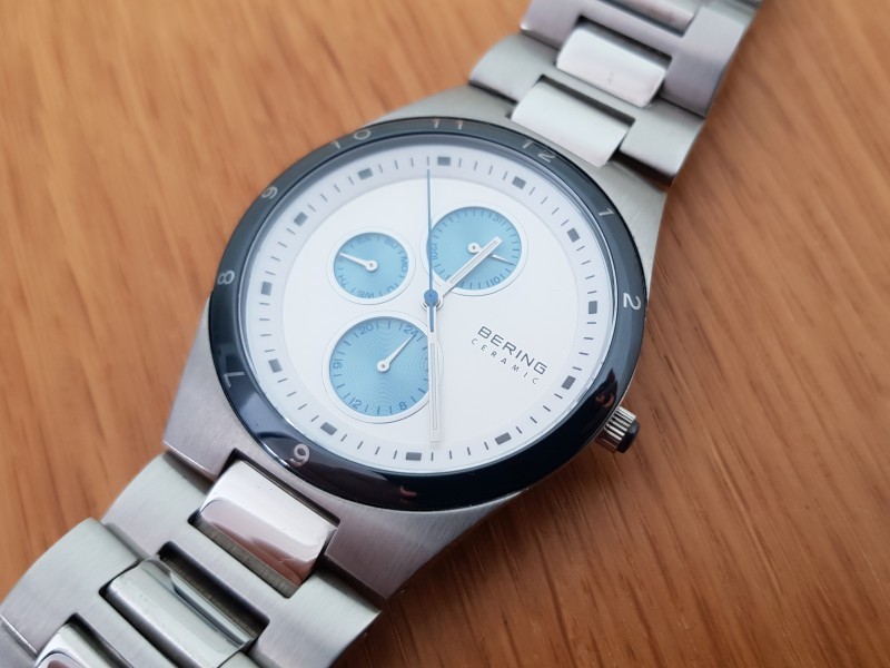 Mens Ultra Slim Steel & Ceramic Bering Minimalist Dress Date Watch 32339-707
