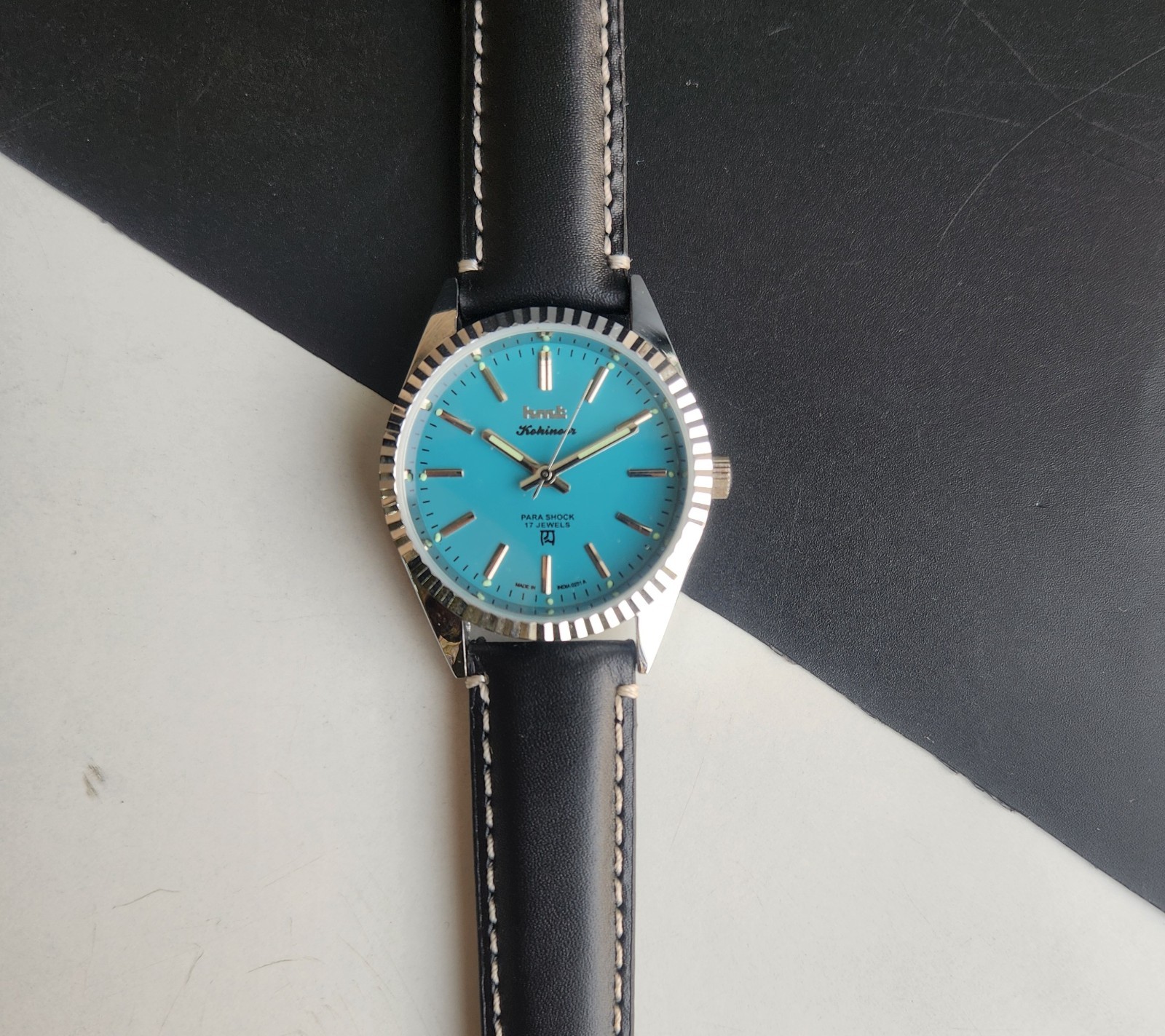 Vintage HMT Kohinoor Fluted Bezel Mechanical Hand Winding Wrist Watch A10