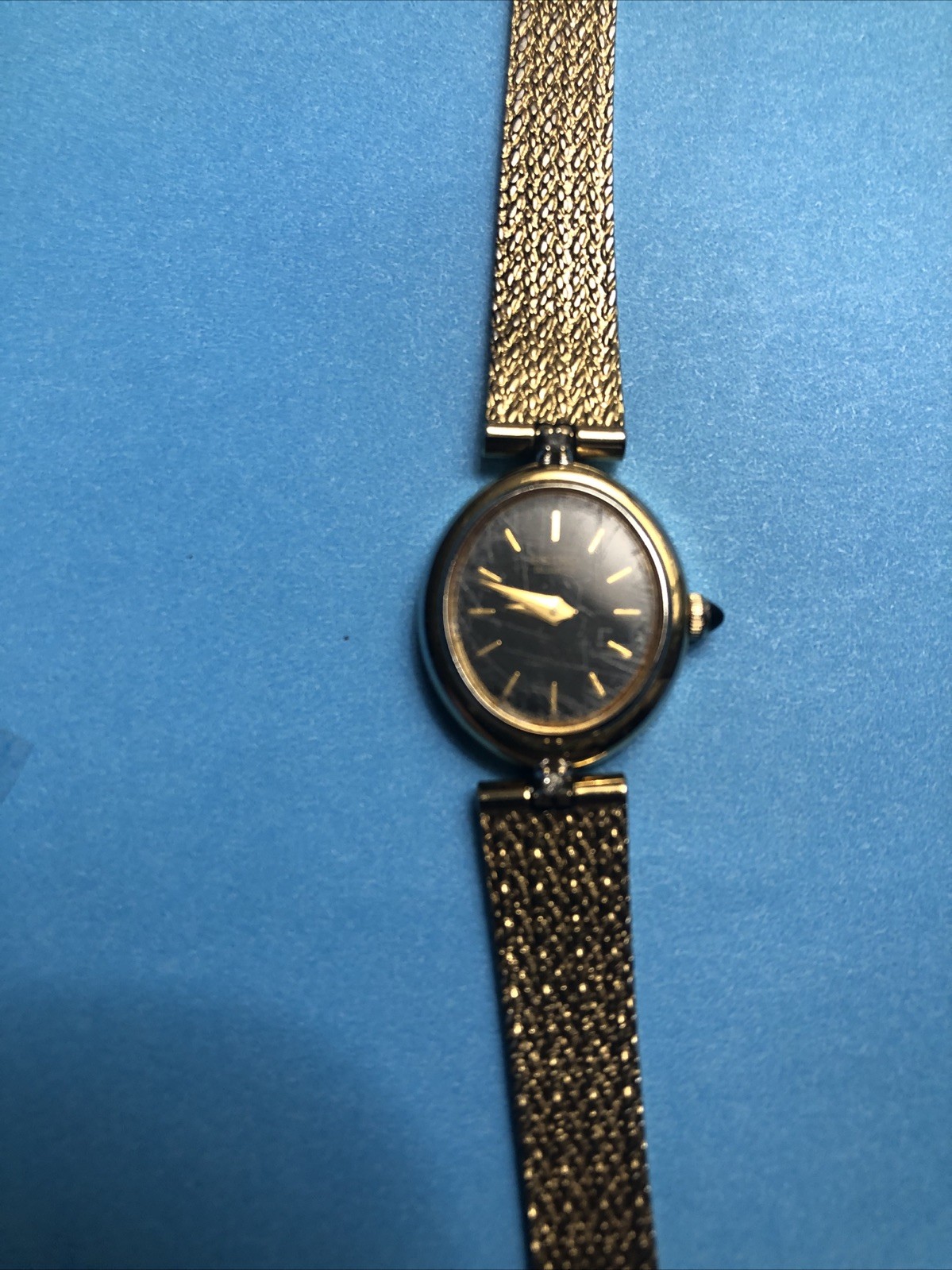 Vintage Seiko 1980s Women’s Genuine Diamond Accents Gold Mesh Bracelet Watch