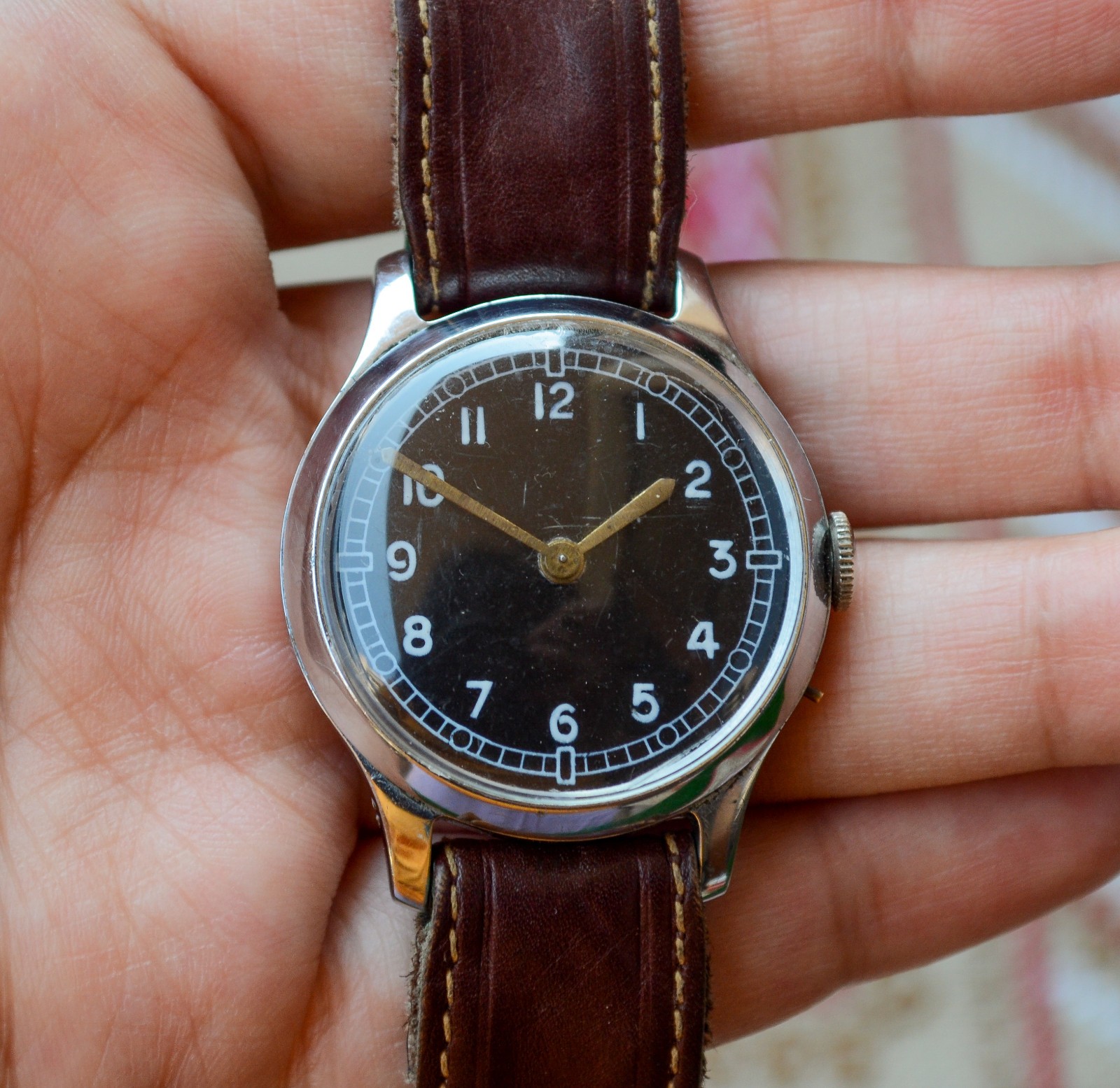1940’s Antique Vintage Mechanical military Pilots GERMAN Wristwatch WWII SCARCE