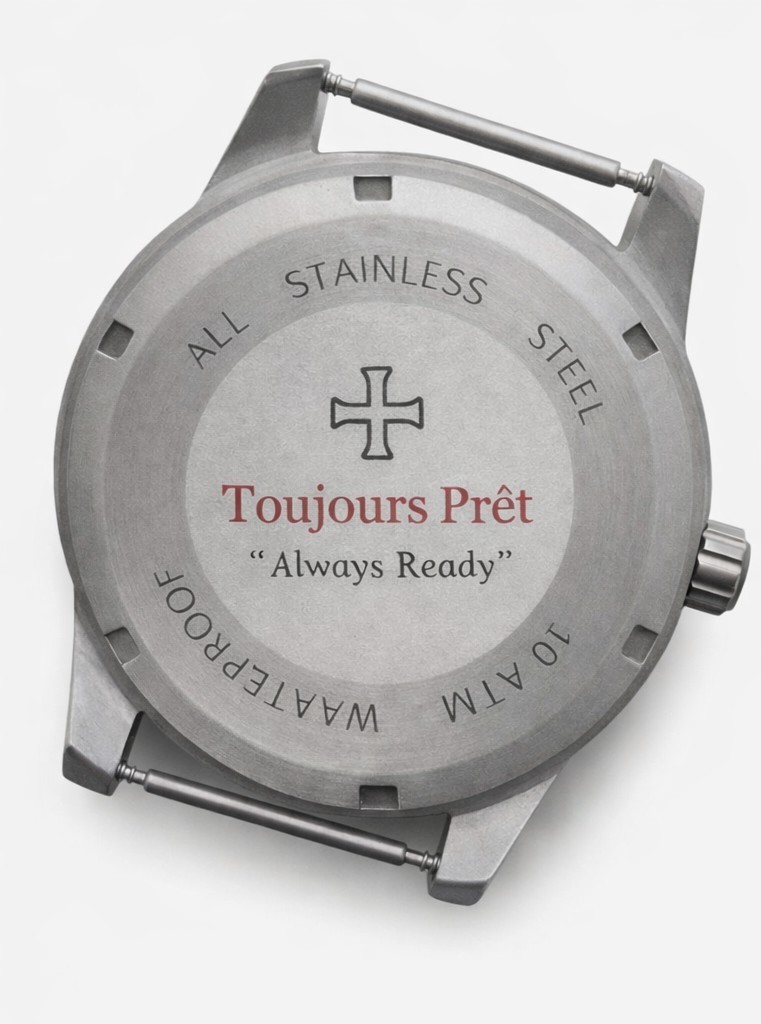 Toujours Pret Mechanical Dirty Dozen Military watch Blasted Stainless steel 39mm