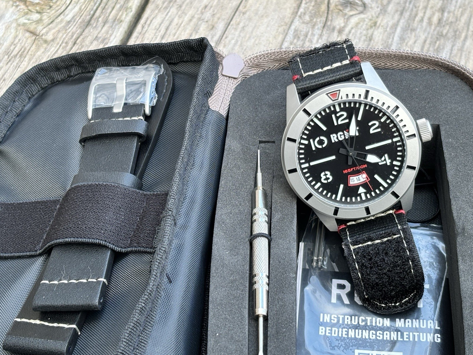 RGMT Military Target Black Quartz Watch. RG-8052-01. Brand New. 2 Straps.