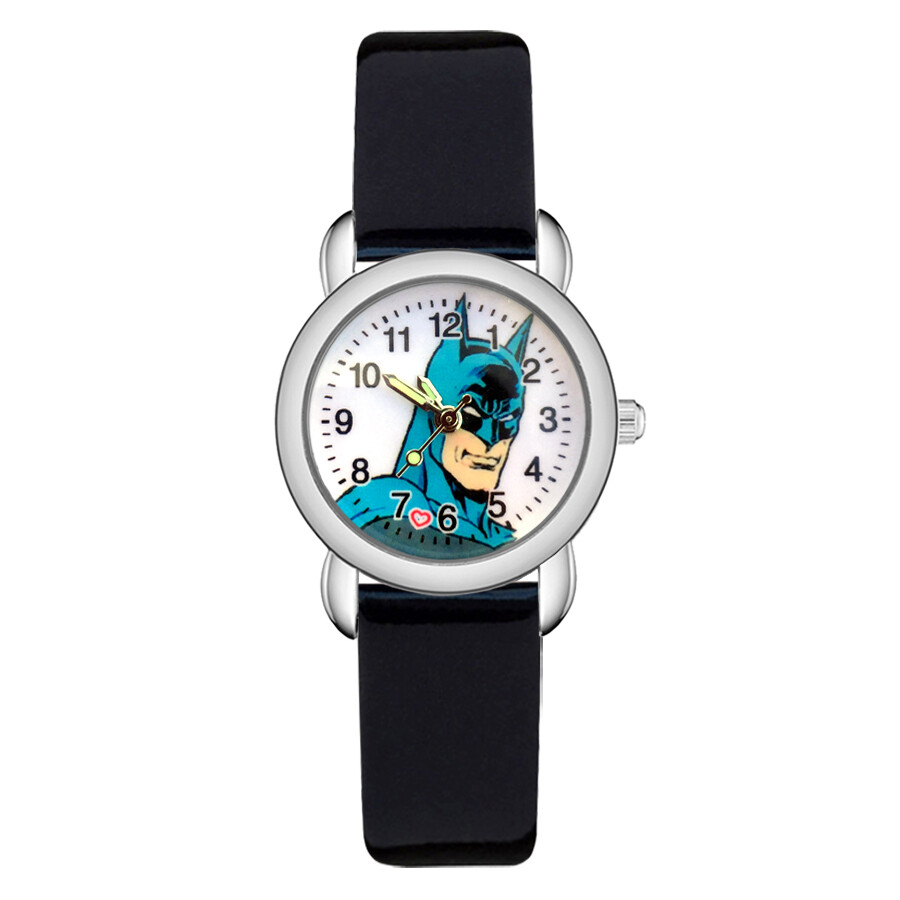 Batman Themed Character Black Faux Leather Band Wrist Watch