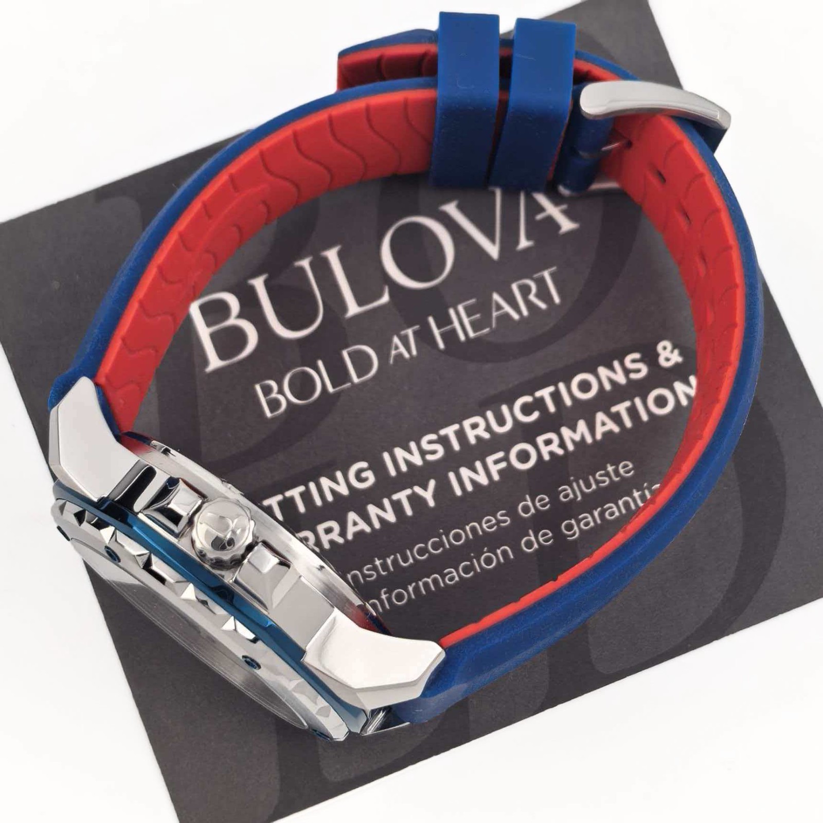 Bulova 98A225 Marine Star Men’s Silver-Tone Dial Silicone Band Men’s Watch 45mm