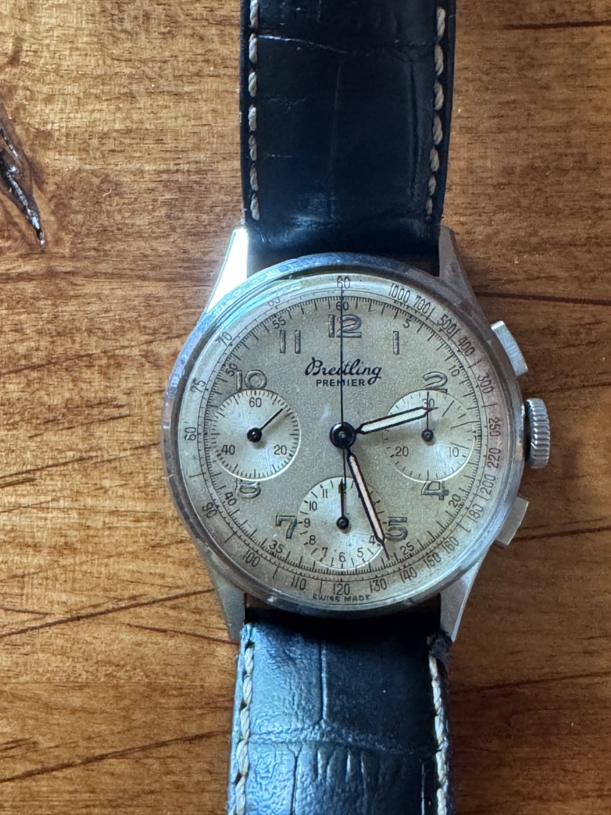1940’s Stainless Breitling Premier Triple Register Chronograph Ref 787