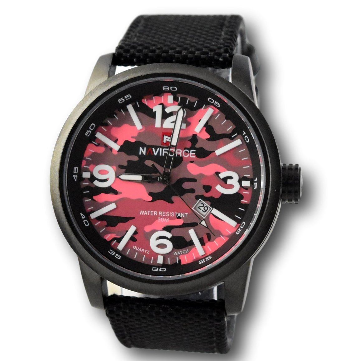 NaviForce Camo Military Red Camouflage Nylon Leather Watch NF9080 USA Seller