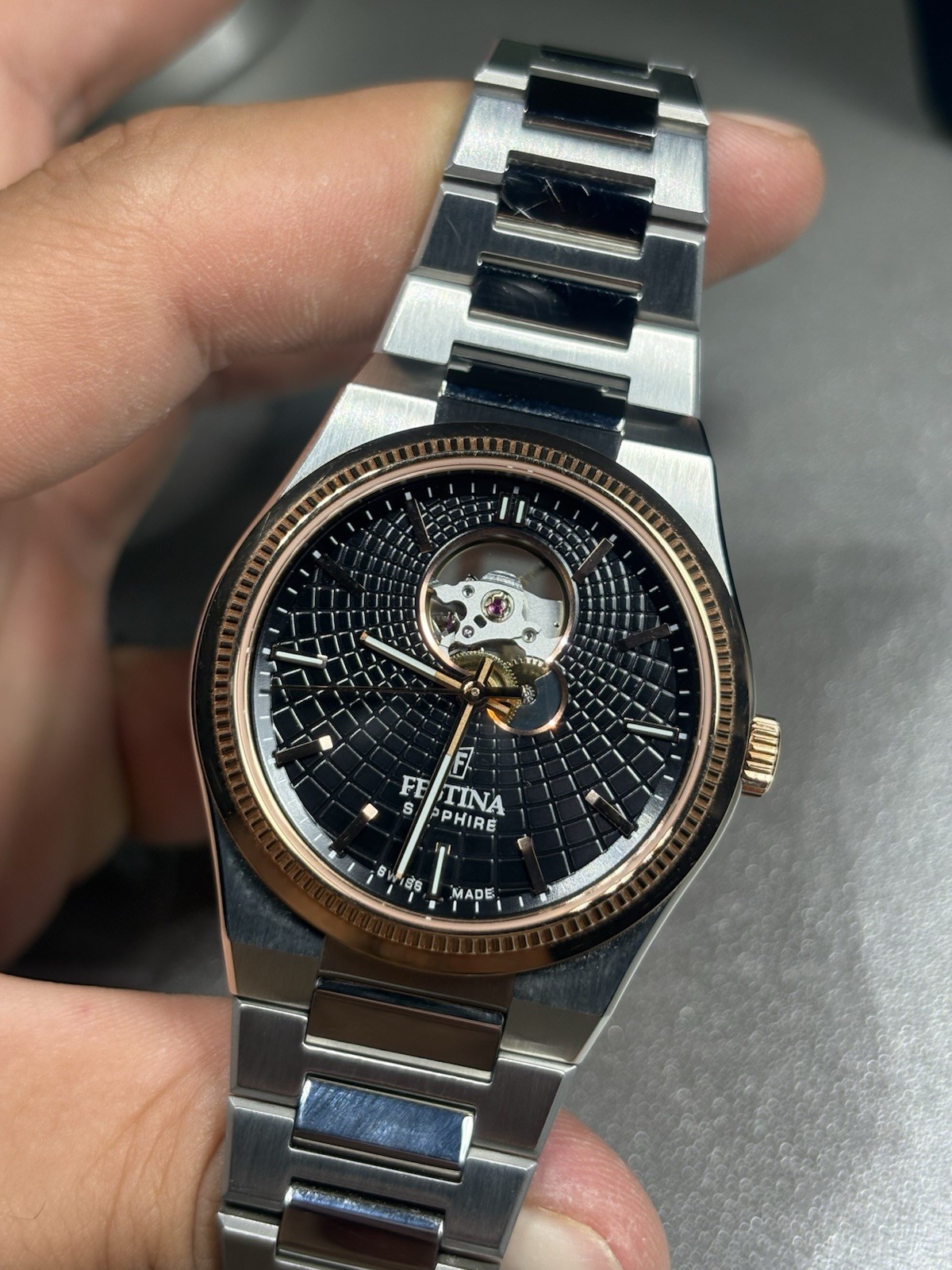 Festina Rivé open heart 40mm automatic Swish Made, Box & Papers