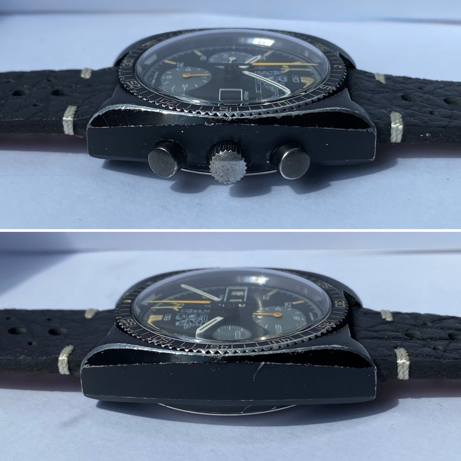 1974 Lemania Chronograph 5012 Philip Morris McLaren F1 team watch Aluminium PVD