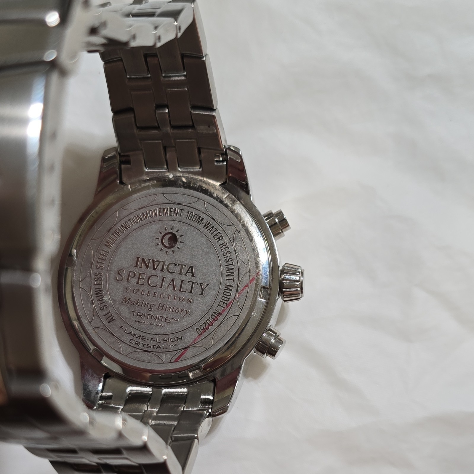 Invicta Specialty Trinite Men’s Quartz Watch Black Dial Silver Bracelet