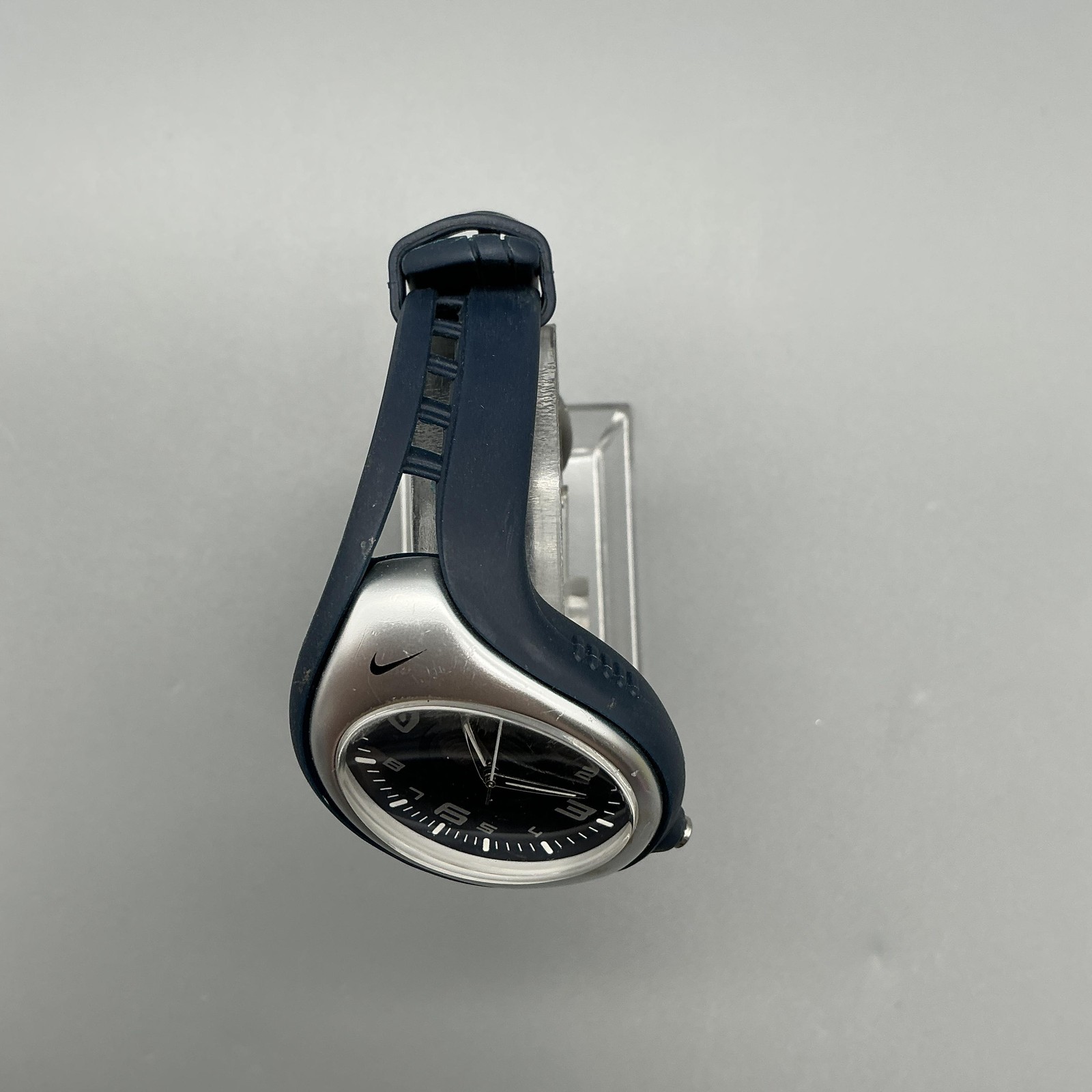 Nike Triax Mens Watch 30mm Silver Tone Blue Dial Sport WK0008 New Battery