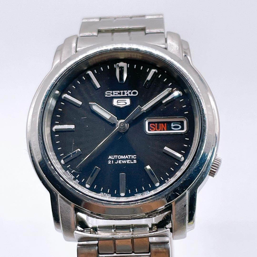 SEIKO 5 7S26-03N0 with transparent case back and original bracelet. 【USED】