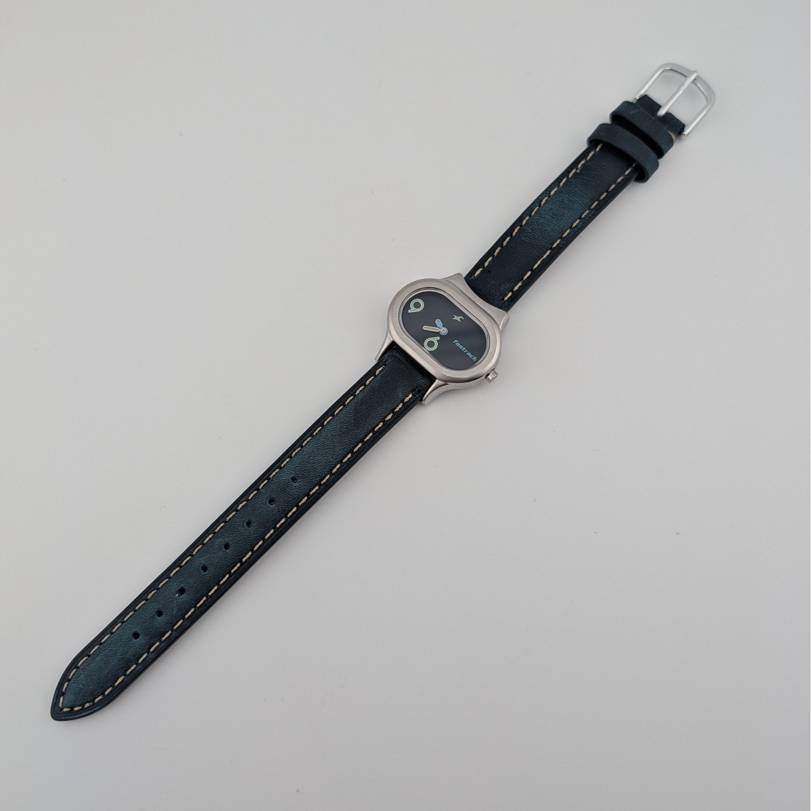 Fastrack Blue Minimalist Oval Watch Y2K Futuristic Art Dial India 30mm