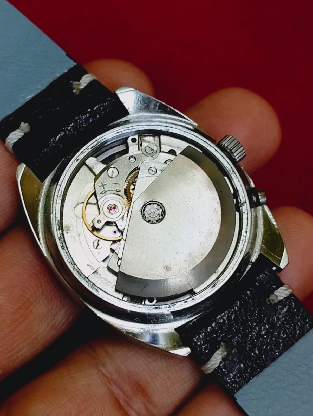 Vintage ricoh 909 gray dial mens 21j Japan working wrist watch.026