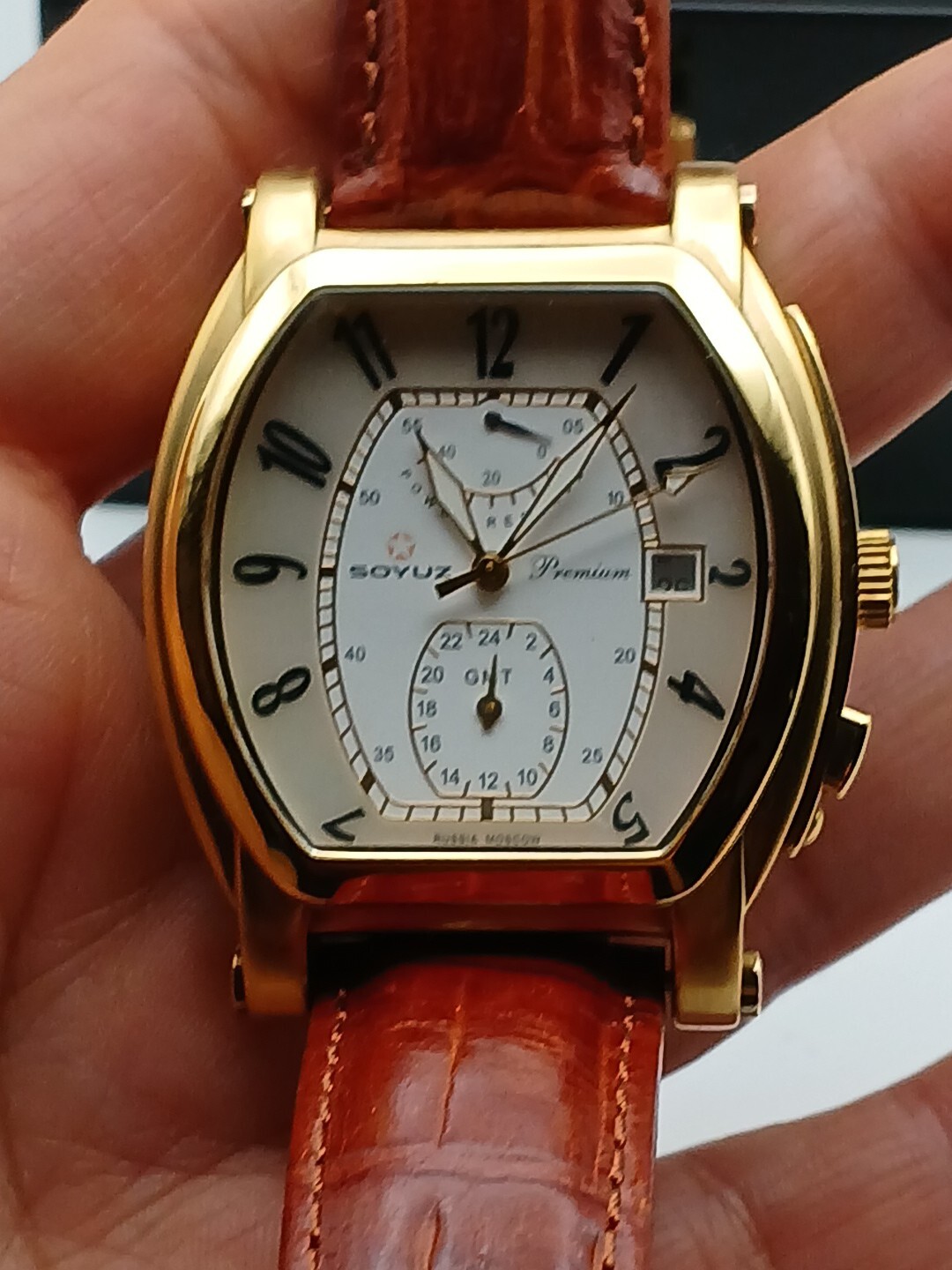 Soyuz Premium Skeleton Chronograph 23k Gold Pl Rare Model Automatic Movement Lux