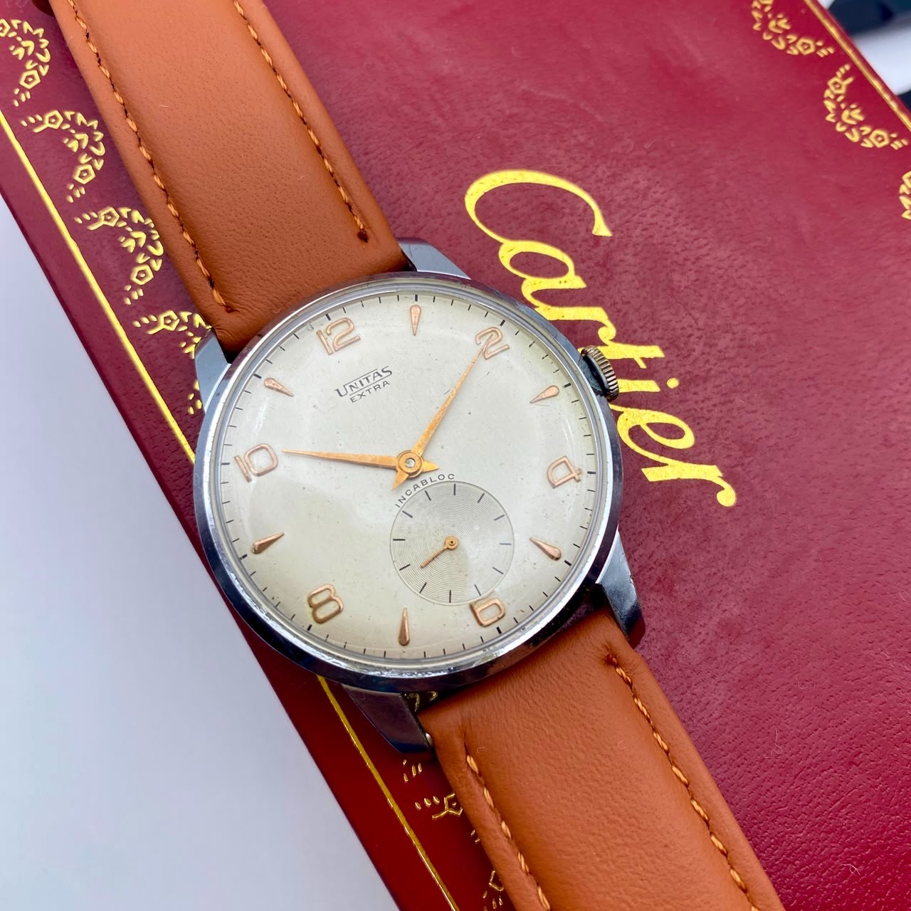 Vintage Unitas Extra XL Jumbo Manual Wind Men Watch Swiss Mechanical Rare 1960s