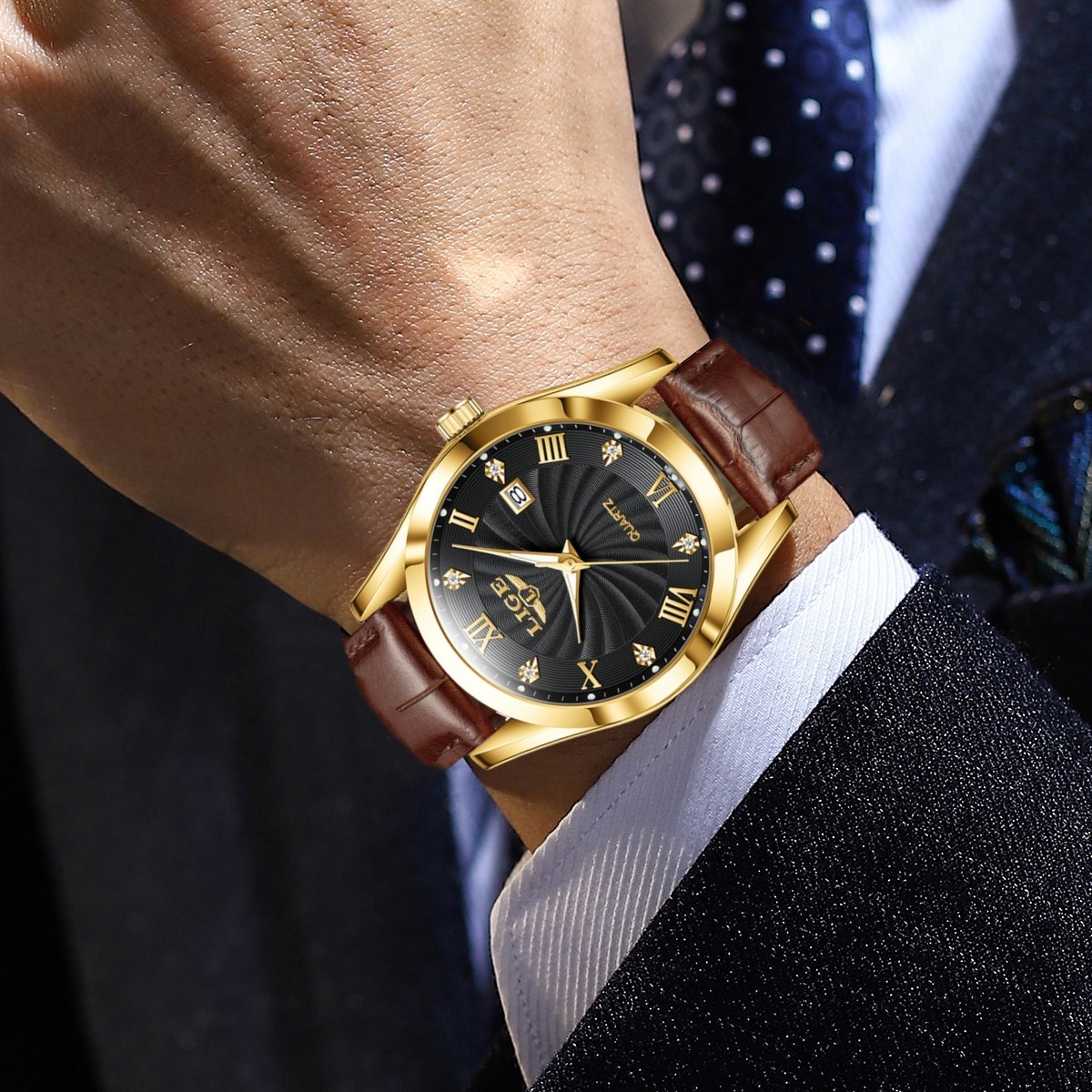 LIGE Men’s Watch Leather Watches Waterproof Luminous Quartz Date Man Wristwatch
