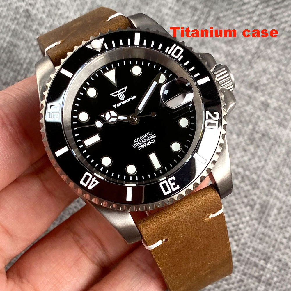 40mm Titanium Sapphire Glass Japan NH35 Automatic Mens Watch 20ATM Date Luminous