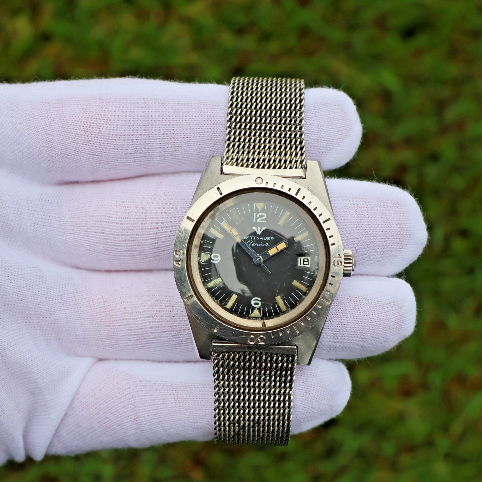 Rare Vintage 1960’s Wittnauer 4000 Skin Diver – 38mm ORIGINAL BRACELET – Running