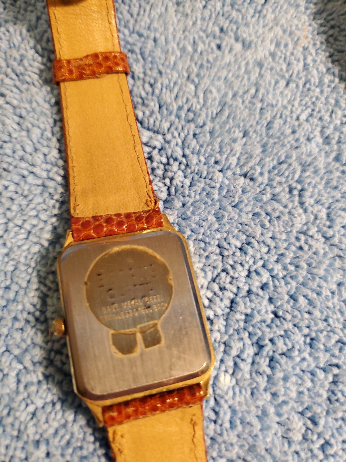 Vtg Benrus Tank Watch 26mm Gold Tone Diamonds at 12,3,6 and 9