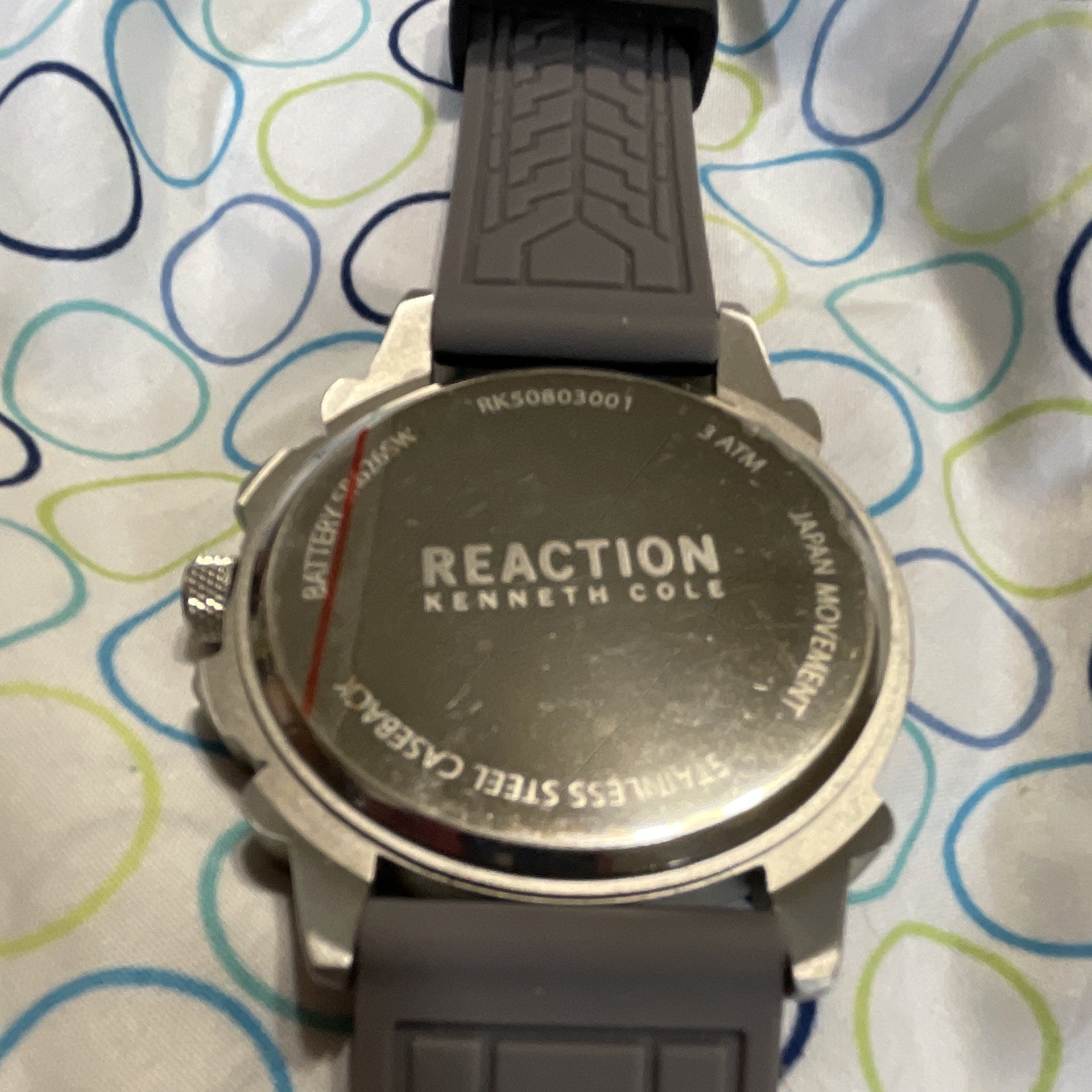 Reaction Kenneth Cole Men’s Quartz Analog Gray Dial 30m Black Rubber