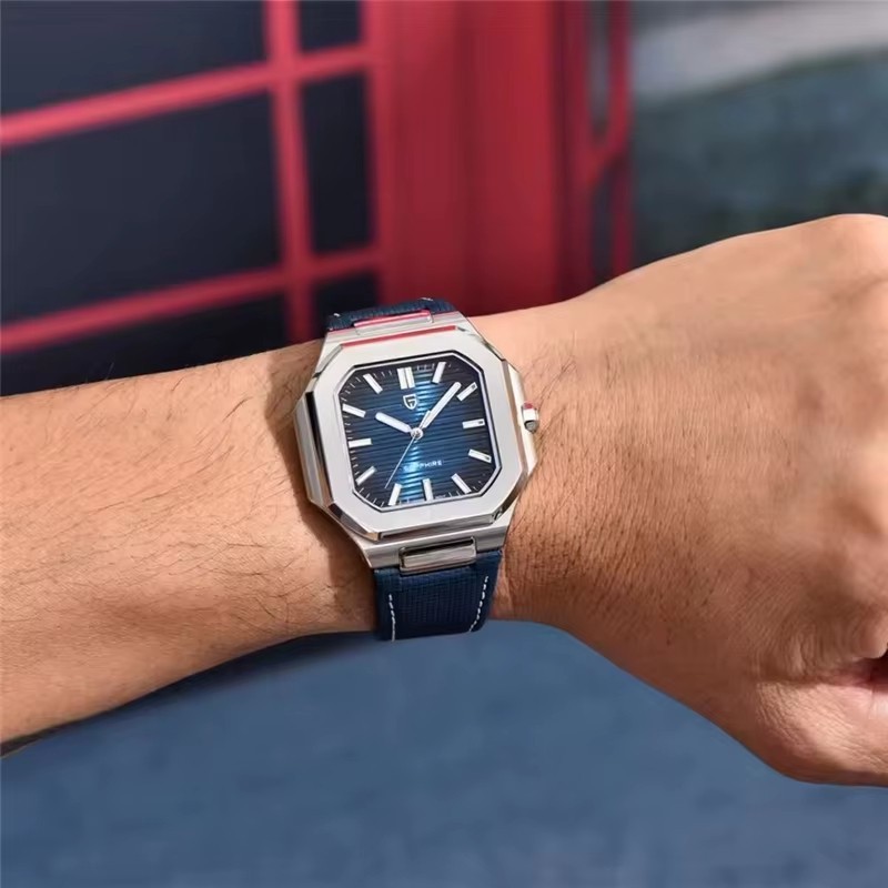 37MM PAGANI DESIGN Quartz Luxury Men’s Watch Leather 50M Waterproof Diver NEW