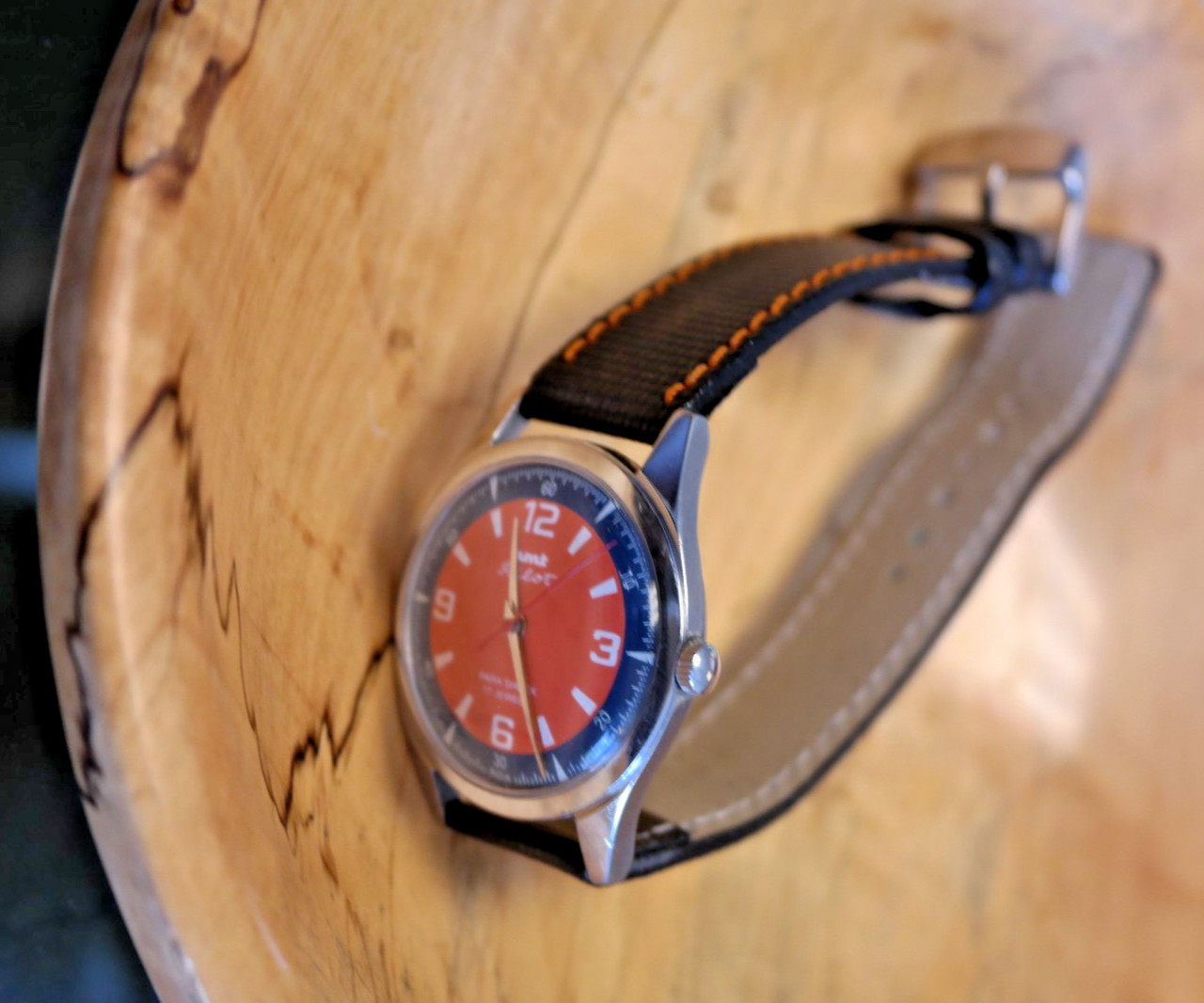 HMT Pilot Mechanical Watch Salmon/Blue Arabic & Baton Dial 17 Jewels Para Shock