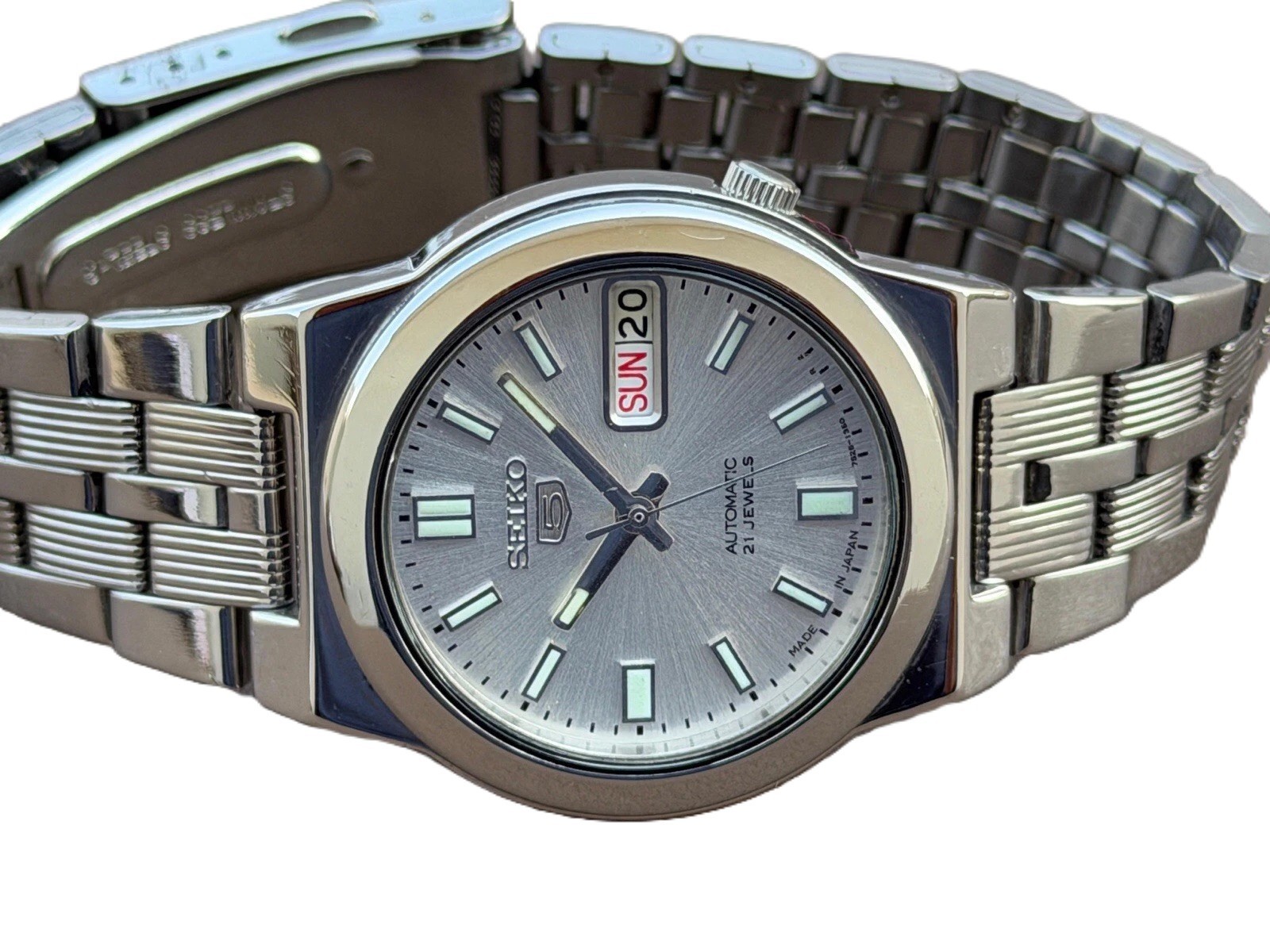 Vintage Seiko 5 Automatic 36mm Silver Dial Day-Date 7S26 Men’s Watch — S-134