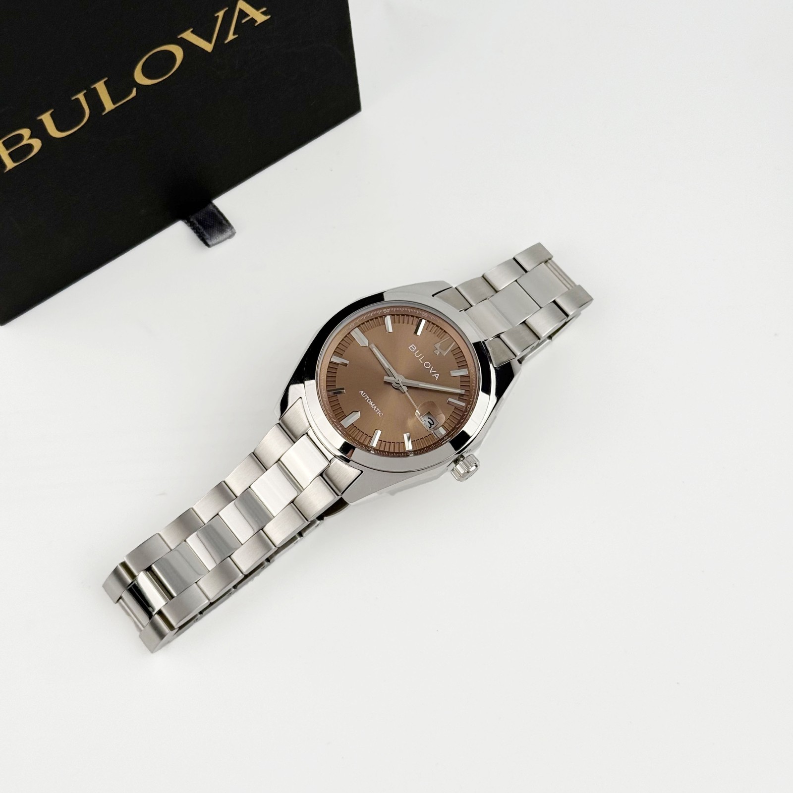 Bulova Classic 96B470 Surveyor Light Brown Dail Automatic Gents Watch with Date