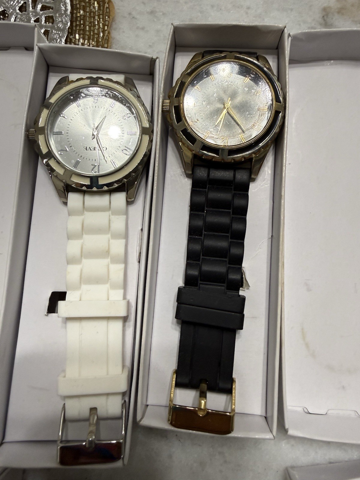 Geneve Quartz Analog Wristwatch Silicone Strap Assorted Colors w/ Box