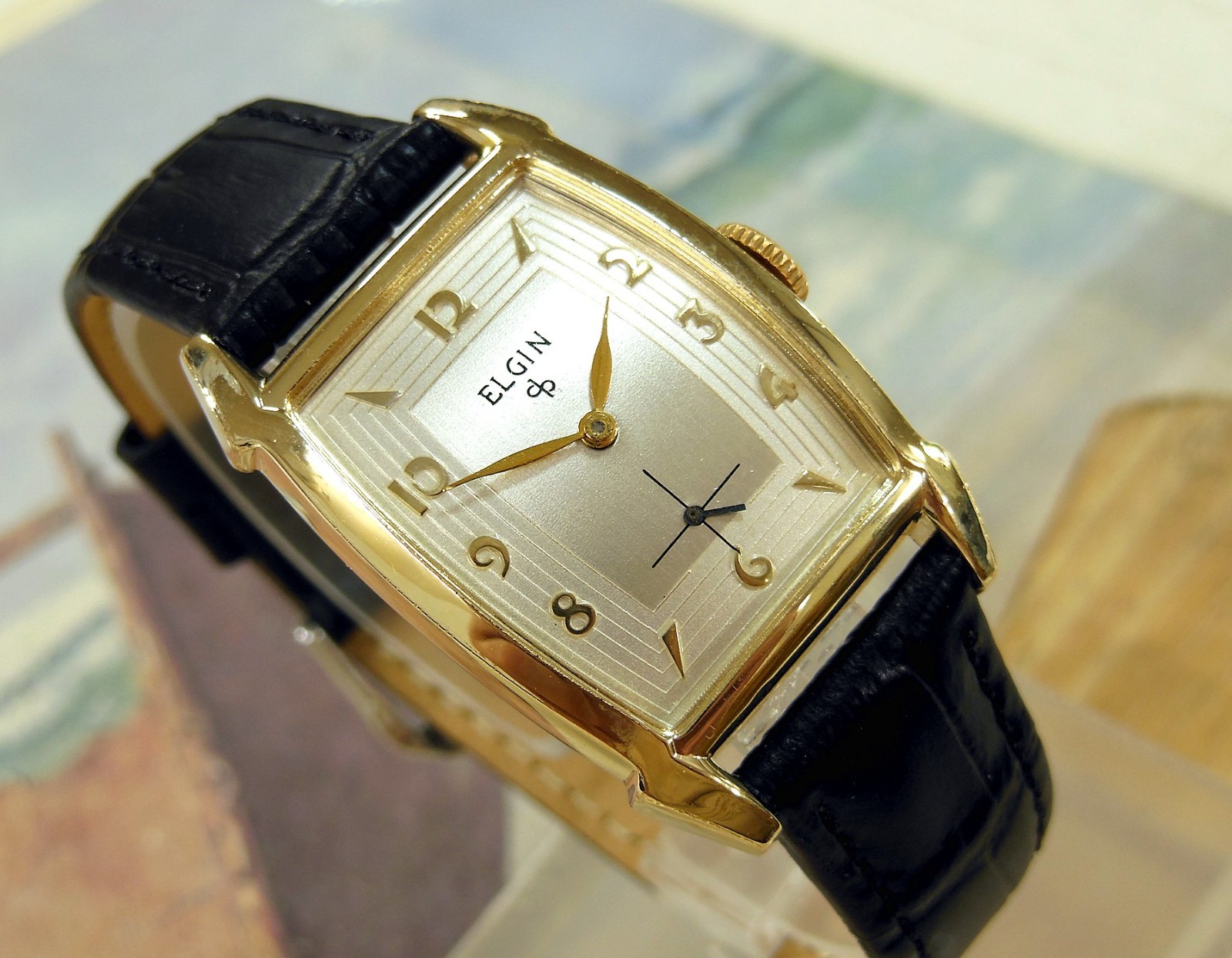 1950’s Vintage ELGIN Fancy Case, Stunning SILVER Dial, Serviced