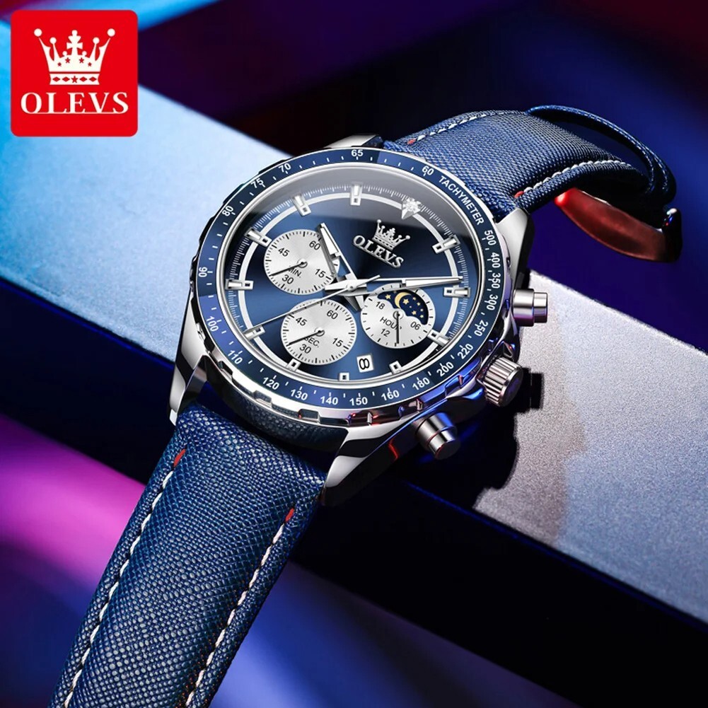 Waterproof Quartz Luminous Watch OLEVS Luxury Business Date Men Strap Men’s