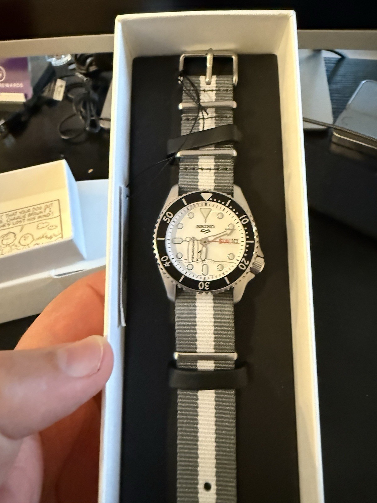 Seiko 5 Sports Snoopy Peanuts 38mm Auto Day/Date Diver Nylon Strap