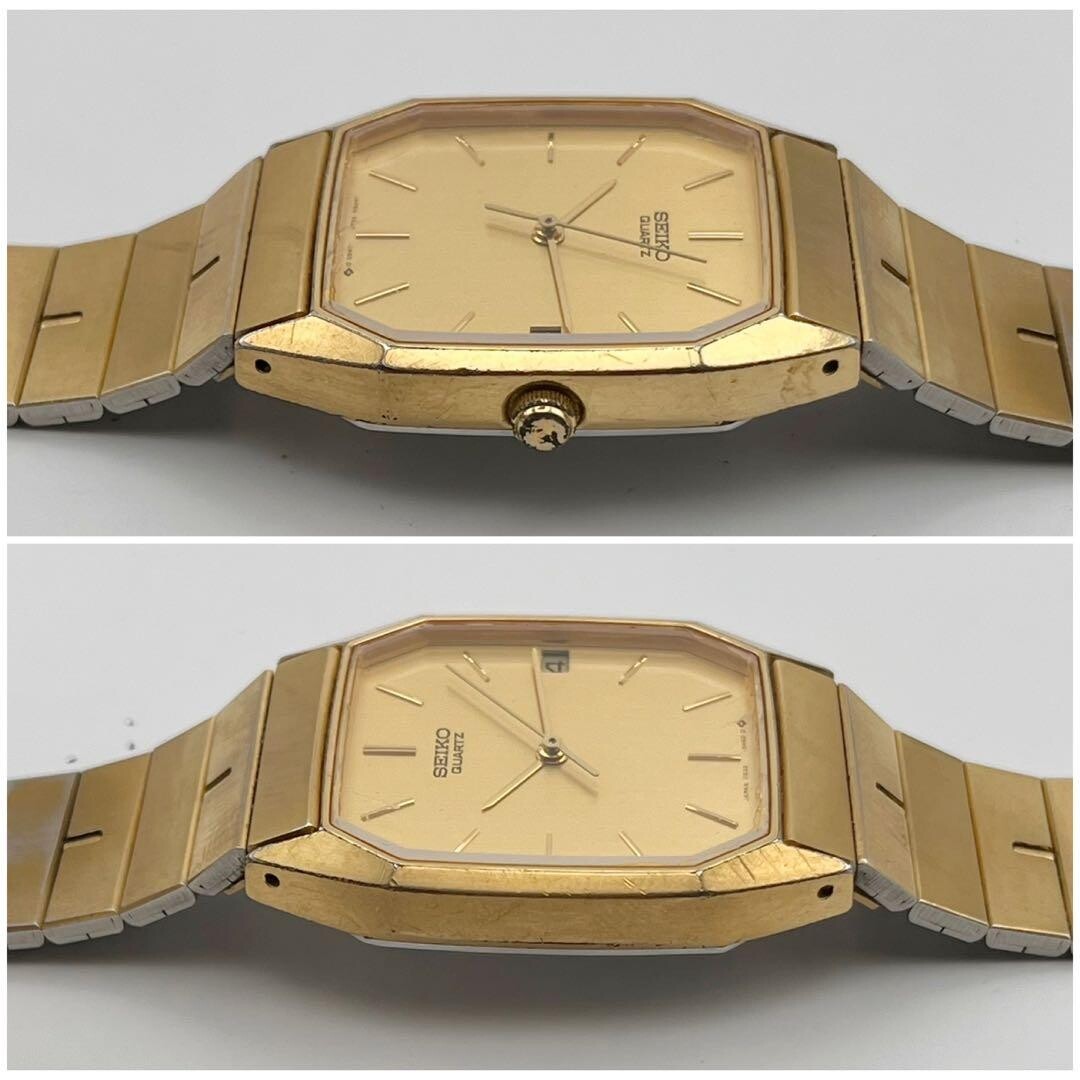SEIKO Men’s Vintage Octagon Gold Quartz Date Dress Watch 6532-5310 1986