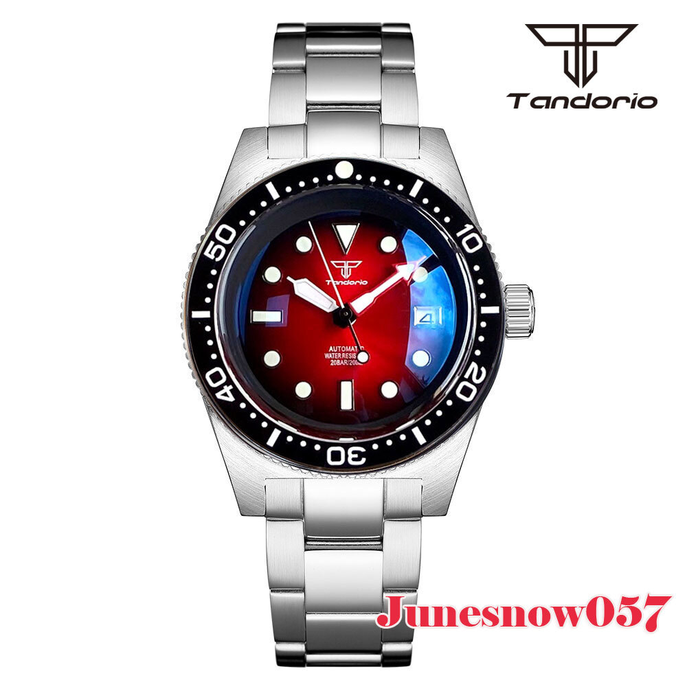 Black Chapter Ring Red Sunburst Dial AR Sapphire 41MM Diver NH35A Auto Men Watch