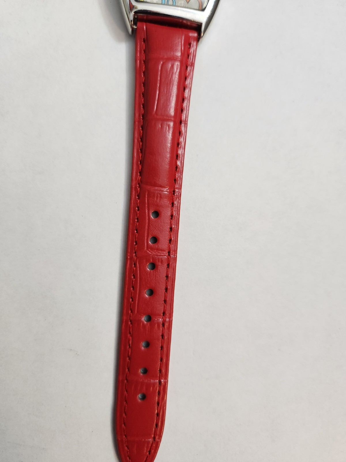 Mary Maison G-1030 Quartz Tonneau Colors Watch White/Multicolor Dial Red Leather