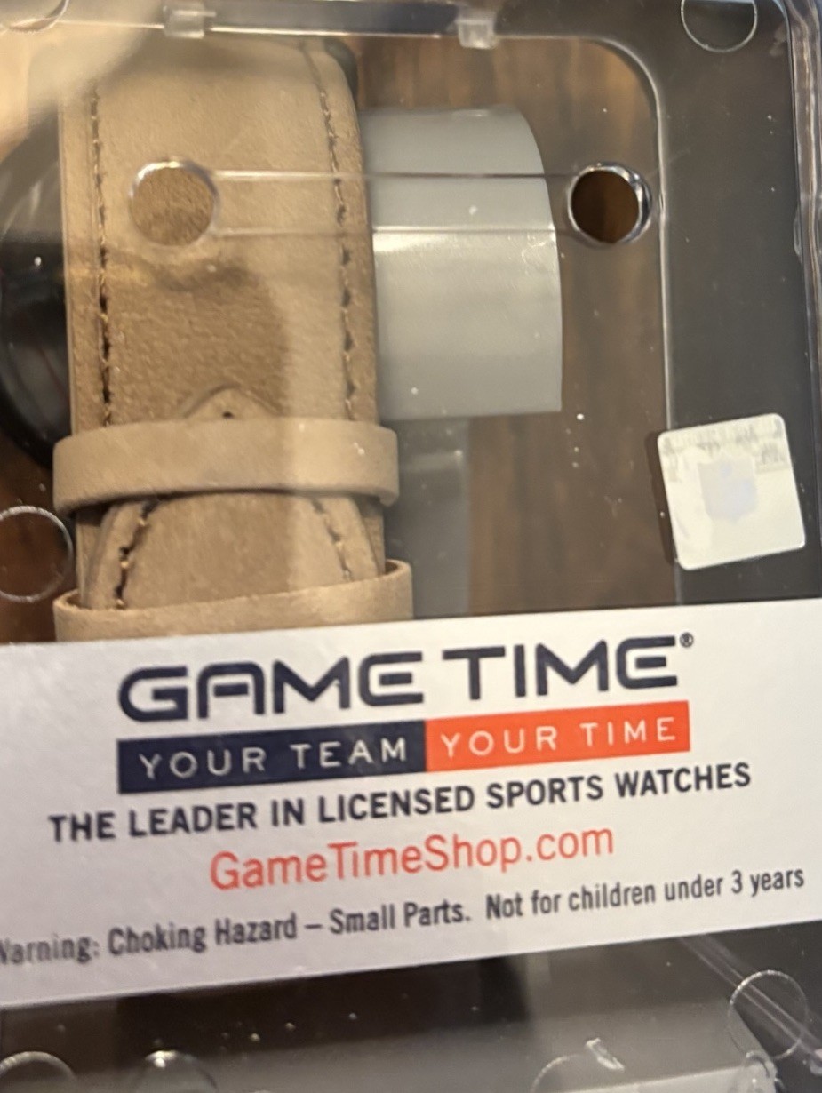 Game Time Dallas Cowboys Quartz Analog 44mm Black Case Beige Leather Strap