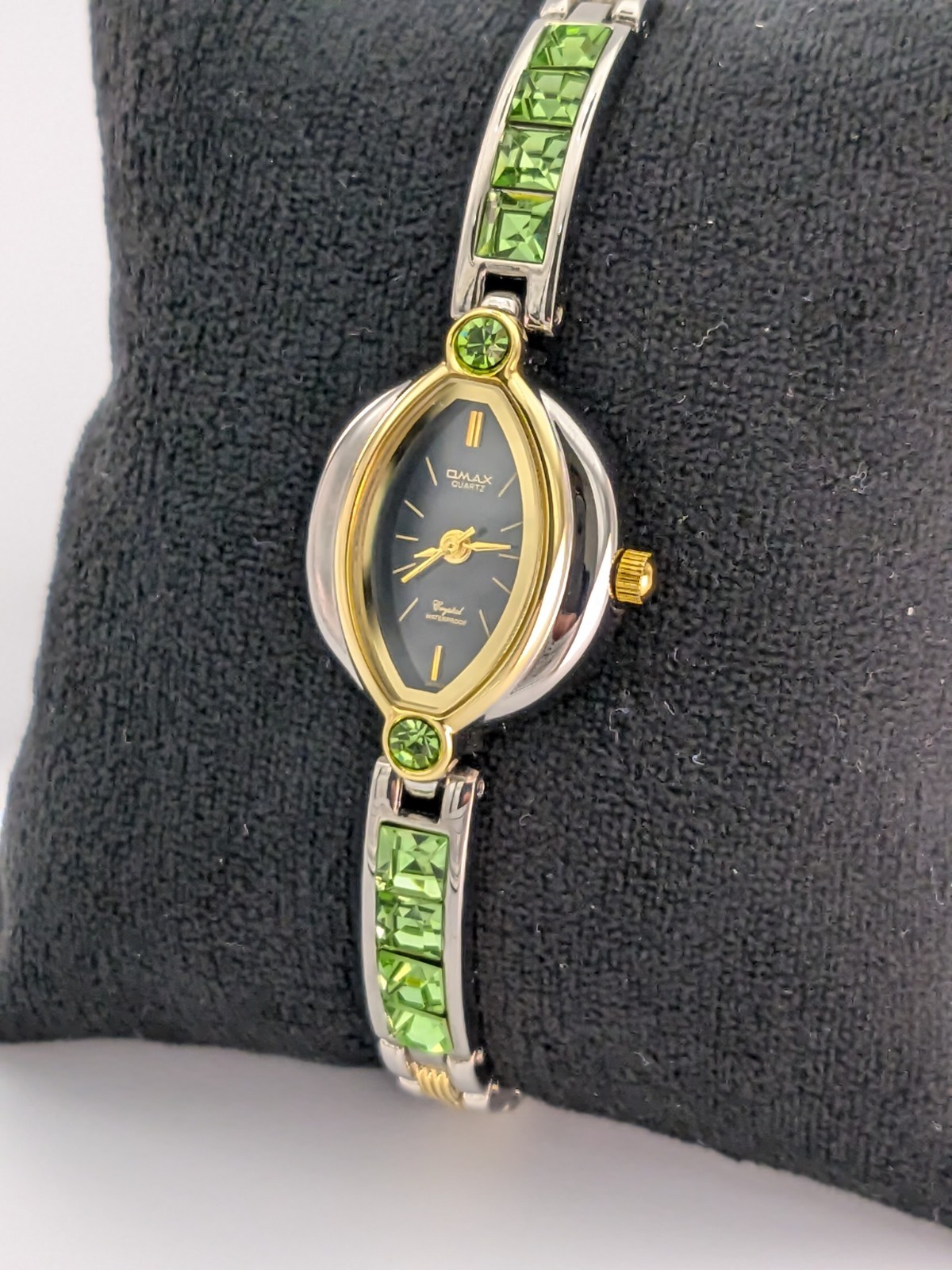 Ladies Watch Omax Japan Two Tone Crystal Dress Formal 7″