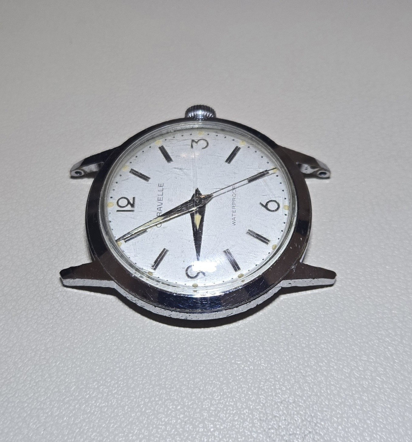 Caravelle Men’s Vintage Manual Wind Watch White Dial Silver Bracelet 33mm