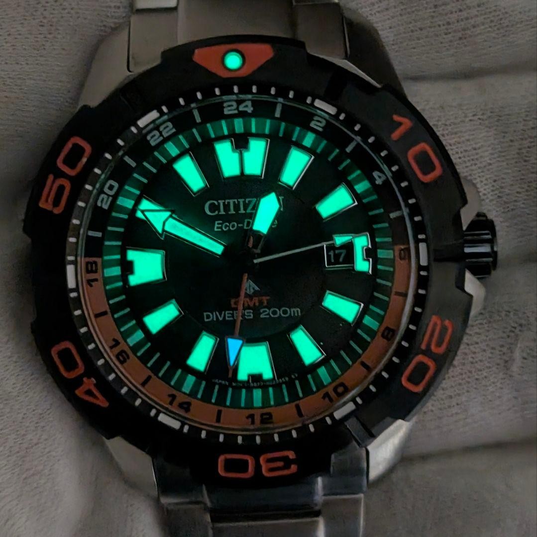 CITIZEN Promaster Marine GMT Solar Quartz Watch 44mm Wrist 21.5cm/8.5in