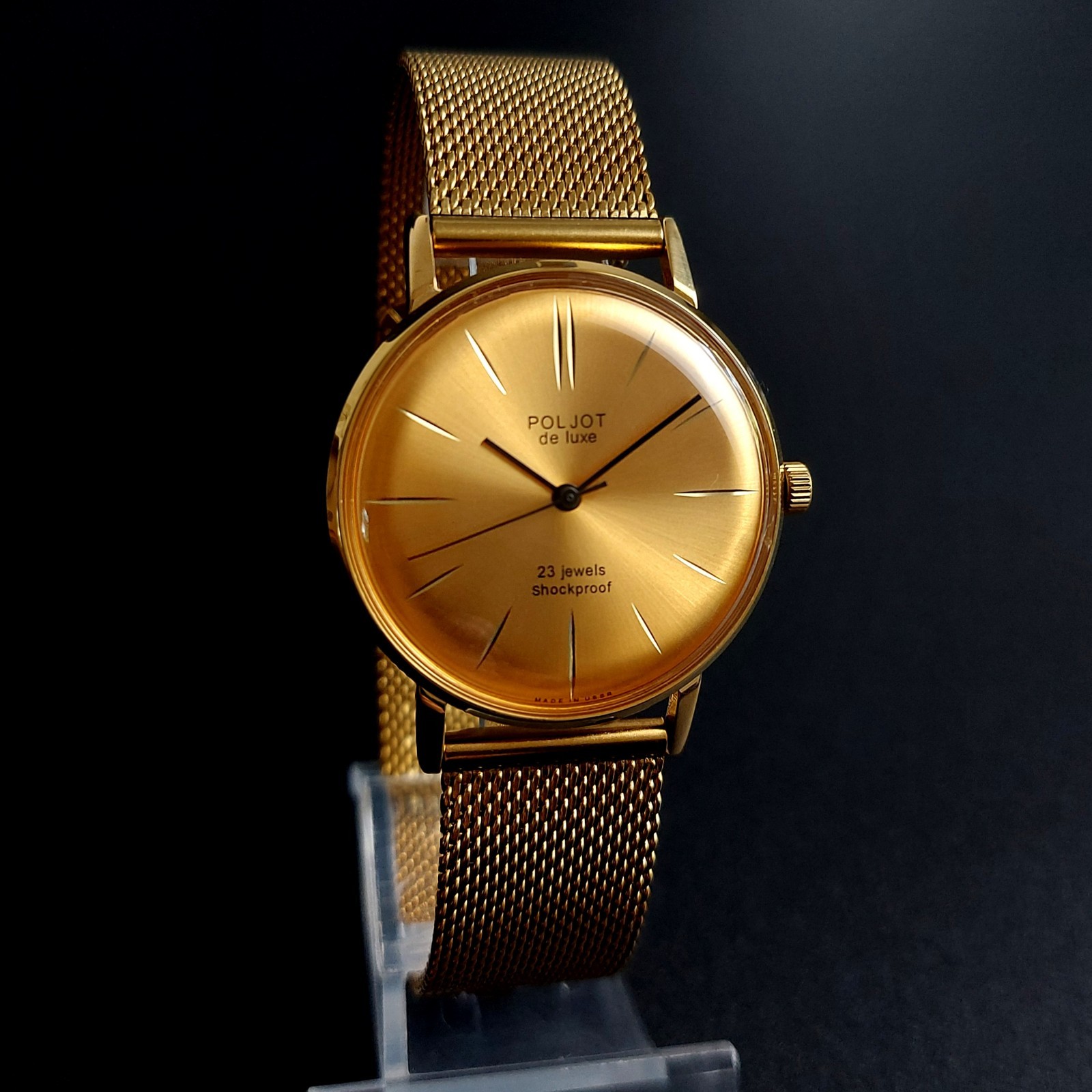 Vintage Wristwatch NOS Poljot De LUXE Ultra Slim Soviet Men’s Watch 23 Jewels