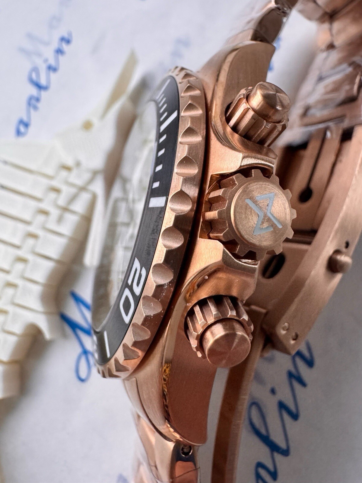 Mens Diver watch chronograph MARLINWATCH Sapphire BGW9 🐟 SCREW DOWN CROWN 👑