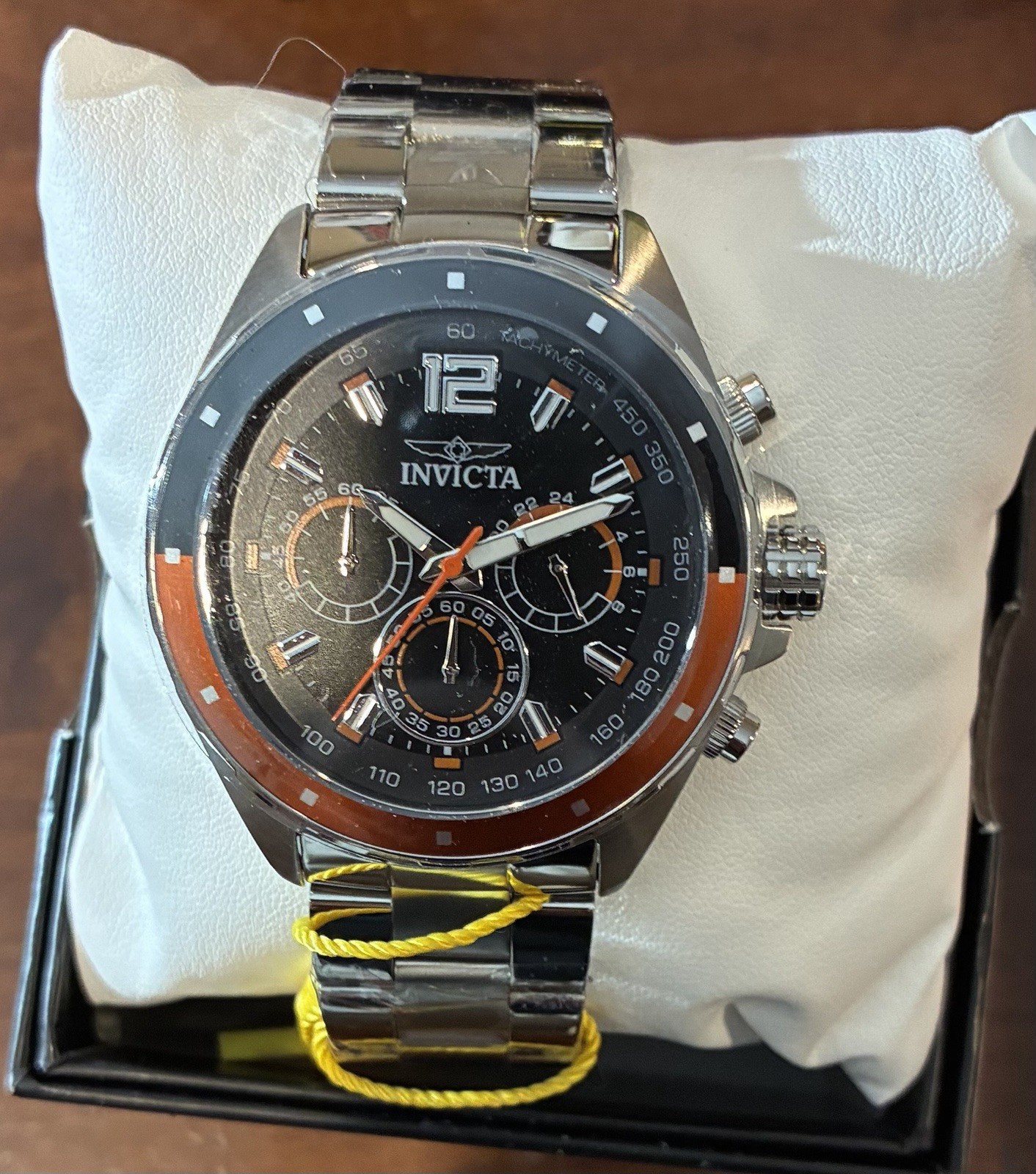 Invicta Speedway Men’s Quartz Chronograph Date 46mm Black/Orange Dial 50m