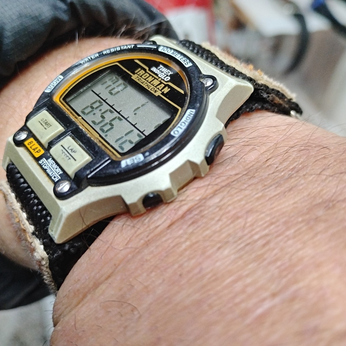 Vtg Timex Ironman Triathlon Watch Men/Women Digital Gray Black Orange Proservice