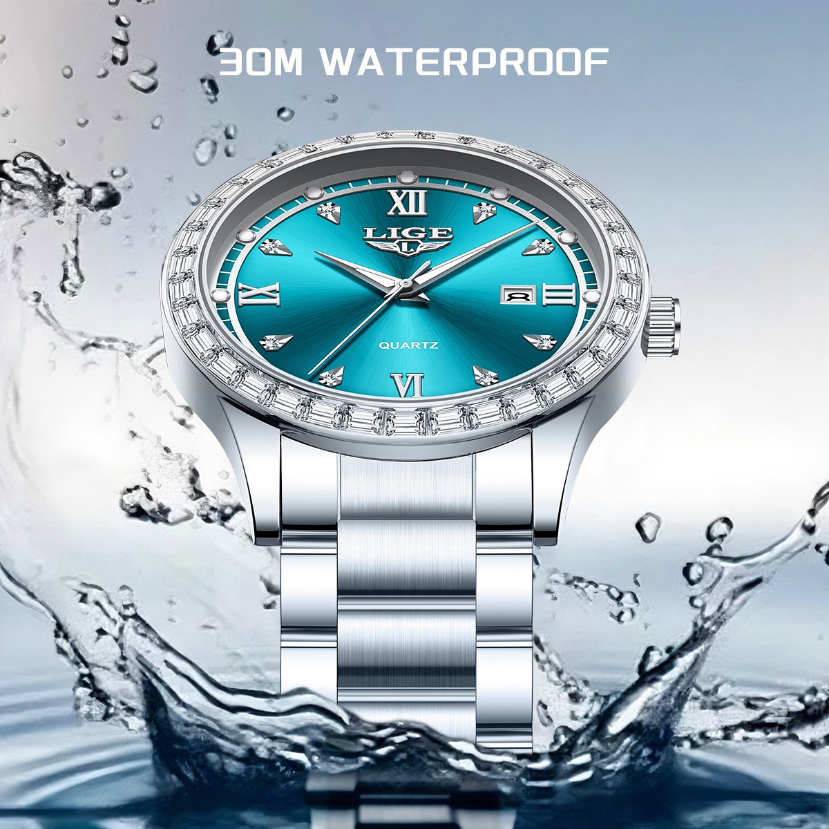 LIGE Men Watch Quartz Date Luminous 3ATM Waterproof Women Ladies Wristwatch Gift