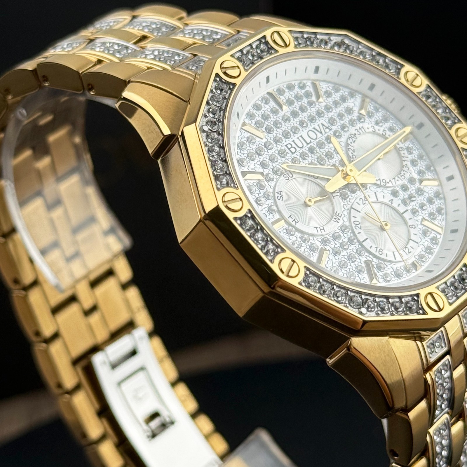 Bulova Octava 98C126 Crystal Dial Gold-Tone Stainless Steel Quartz Men’s Watch