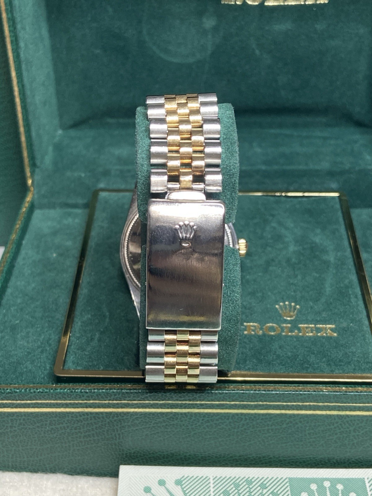 ROLEX ♛ Oyster Perpetual Date 15053* SS & 18K B & P’s With Extra Dial ~Preloved