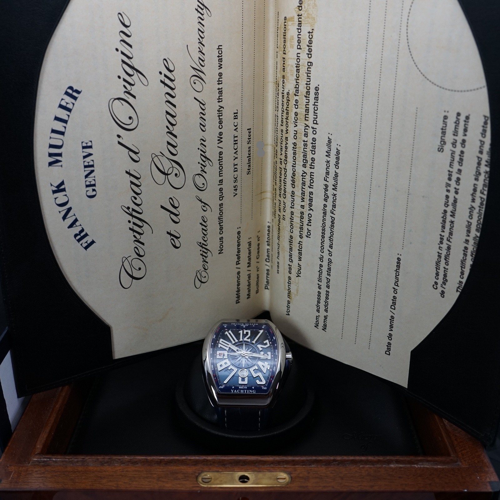 Franck Muller Vanguard Yachting Blue Stainless Steel 45mm V45SCDT – Full Set