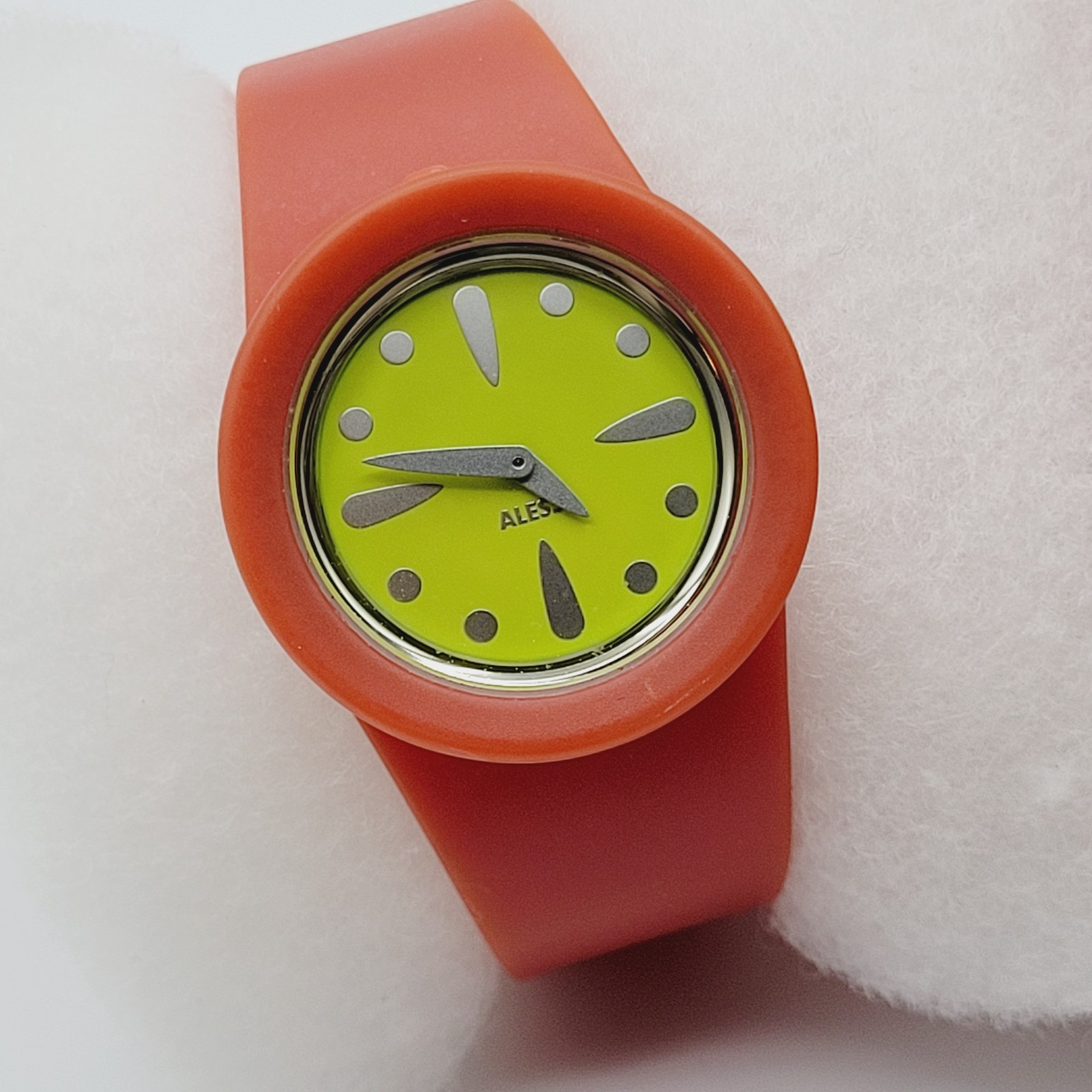 Alessi by Stefano Pirovano Watch Orange Silicone Lime Green Face Pop Art Minimal