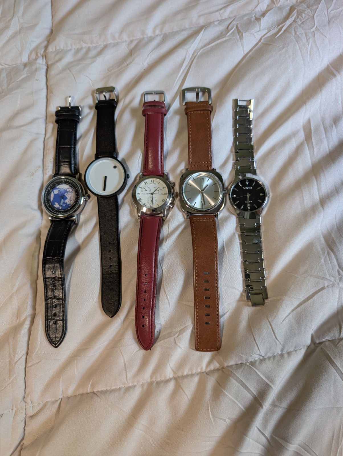 Lot of 5 new men’s watches,tomi,,bijoux terner,paidu,lsvtr,